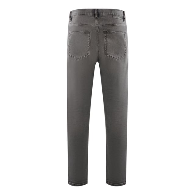Diesel Grey Jeans, normal Taille, schmal zulaufendes Bein, Knopfleiste, 100 % Baumwolle, dunkler Denim, genahtes Abzeichen, grauer Denim