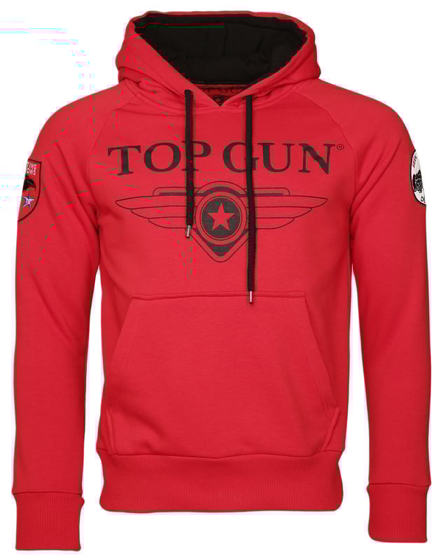 De unieke Top Gun-stijl komt terug in deze moderne hoodie. Hij is voorzien van de typische patches op de bovenarm en de logoprint op de borst.  Het elastische breisel bij de manchetten en tailleband zorgt voor een ideale pasvorm. De zachte stof en grote zak aan de voorkant bieden extra comfort. De hoodie heeft een capuchon met een trekkoord.