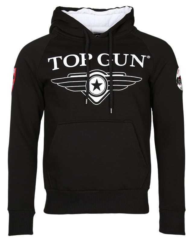 De unieke Top Gun-stijl komt terug in deze moderne hoodie. Hij is voorzien van de typische patches op de bovenarm en de logoprint op de borst.  Het elastische breisel bij de manchetten en tailleband zorgt voor een ideale pasvorm. De zachte stof en grote zak aan de voorkant bieden extra comfort. De hoodie heeft een capuchon met een trekkoord.