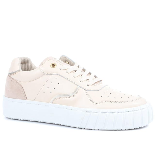 Our Norah lace-up trainers are all about playing with texture. Sculpted in smooth leather with perforated detailing across the vamp and sides, Norah features a suede tongue and heel overlay. Through a soft cushioned footbed, contrasted with a chunky ribbed toe bumper and shining eyelet hardware, Norah achieves perfect balance. Play with texture further by pairing Norah with all manner of materials - from chiffon to cotton, denim to velvet.