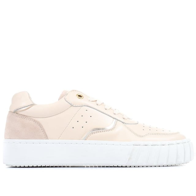 Our Norah lace-up trainers are all about playing with texture. Sculpted in smooth leather with perforated detailing across the vamp and sides, Norah features a suede tongue and heel overlay. Through a soft cushioned footbed, contrasted with a chunky ribbed toe bumper and shining eyelet hardware, Norah achieves perfect balance. Play with texture further by pairing Norah with all manner of materials - from chiffon to cotton, denim to velvet.