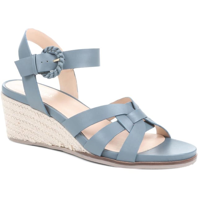 Step up your suave for those summer soirees with this beautifully feminine sandal, seated on a wedge for added comfort. With interwoven straps of leather and leather lining, you'll be on your feet in style all day with no problems.