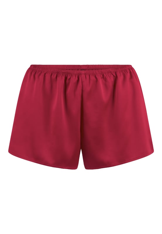 'Durf cerise te zijn'... Deze levendige kleur springt eruit in de collectie. Deze Franse broekjes zijn perfect om als set te dragen met de top boven je lingerie. De Franse broekjes zijn volledig van satijn en hebben een elastische tailleband.