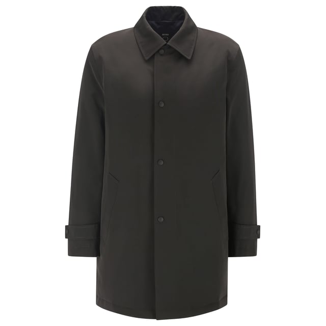 Men's Boss Dain7 Coat.- Zip-fly and snap button closure.- Regular-Fit.- Fold-down classic collar.- Straps on the cuffs.- Front welt pockets.- Internal zip pockets.- Fully lined.- Water-repellent (waterproof) coating.- Made of high-quality recycled fabric. Material: 100% Polyester (Recycled). Ref: 50457490001.