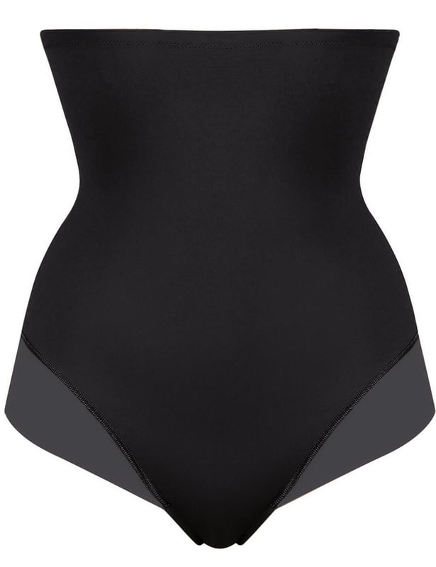 The True Shape Sensation super high waist brief by Triumph is the perfect companion to slinky dresses or tight clothing. The high waist reaches just under your bra line, creating an all-seamless smoothing effect under clothing. Decorative sheer tulle panels on the hips and the back of the brief create a feminine appearance. Full rear coverage provides a modest look, as well as maximum support and comfort. A slim elasticated waistband provides more support and keeps briefs in place.