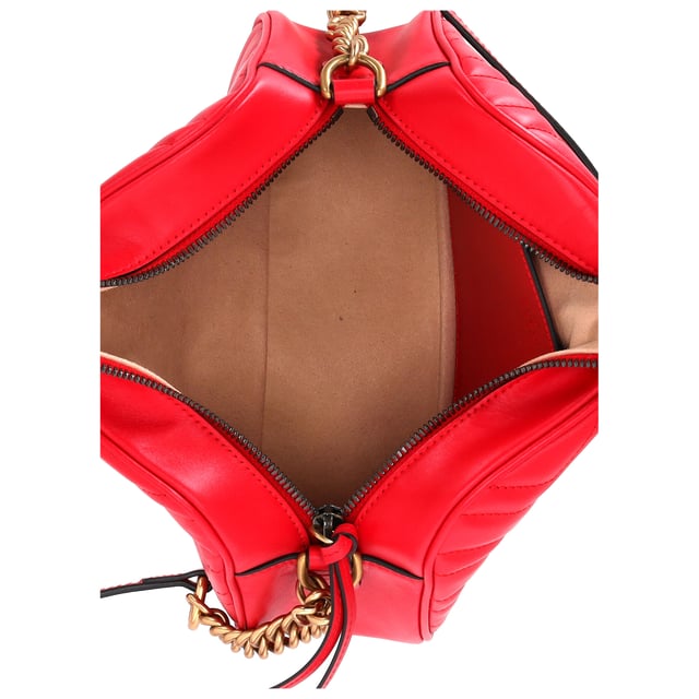 VINTAGE, RRP AS NEW
The Gucci Small GG Marmont Camera Crossbody Bag in Red Leather is a bold, luxurious accessory that embodies both style and practicality. Crafted from rich, quilted red leather, this bag features the iconic GG logo plaque on the front, adding a touch of timeless elegance. The crossbody strap offers hands-free convenience while ensuring comfort throughout the day. Its compact yet spacious design makes it ideal for carrying your essentials in style, whether you're heading out for a day in the city or a night out on the town.

Styling Tip: Pair this striking red crossbody bag with a simple monochrome outfit to let the bag take center stage. For a more polished look, combine it with a tailored blazer, skinny jeans, and ankle boots. Alternatively, for a more casual vibe, wear it with a relaxed t-shirt and denim skirt or pants. The red leather adds a bold pop of color to both neutral and vibrant outfits, making it a versatile and eye-catching addition to any wardrobe.

Gucci Small GG Marmont Camera Crossbody Bag in Red Leather


Condition: Excellent
Signs of wear: No retail tag, No visible sign of wear., 
Packaging: None
Color: Red 
Material: Leather | leather
Size: One Size | One Size
Measurements: Width: 70; Height: 150; Length: 240; Strap length: 1260
SKU: NAPPUDEBA458420W