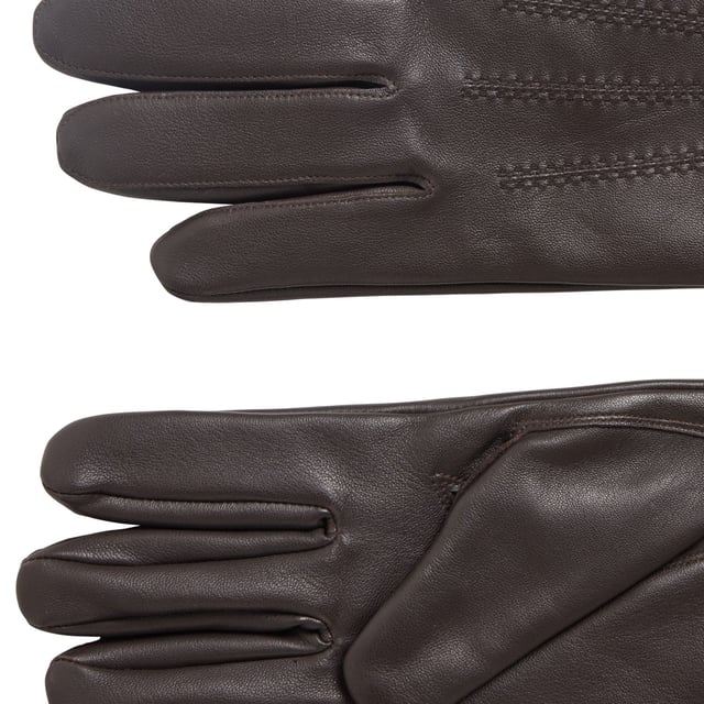 Accessories Boss Hainz4 Gloves in Brown BOSS Hainz4 Gloves in Black. A casual style waxed leather glove by BOSS. These Hugo Boss gloves arrive in a soft nappa leather. Finished with raised stitch detail and a metal BOSS metal logo badge.- Leather gloves.- Raised stitch detail.- Metal logo badge. Material: 100% Lamb Leather. Ref: 50437119244.