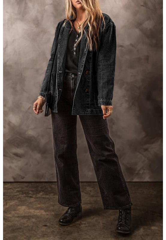Classic lapel collar adds a touch of sophistication.
  Functional side pockets for practicality and style.
  Versatile denim jacket perfect for various occasions.
  Durable denim fabric for long
  term wear.
  Available in a range of sizes from S to 2XL.
  Refer to the size chart below to find your perfect fit.
Material: 75% Cotton 25% Polyester