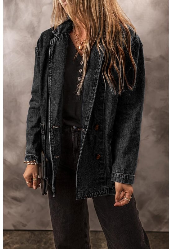 Classic lapel collar adds a touch of sophistication.
  Functional side pockets for practicality and style.
  Versatile denim jacket perfect for various occasions.
  Durable denim fabric for long
  term wear.
  Available in a range of sizes from S to 2XL.
  Refer to the size chart below to find your perfect fit.
Material: 75% Cotton 25% Polyester