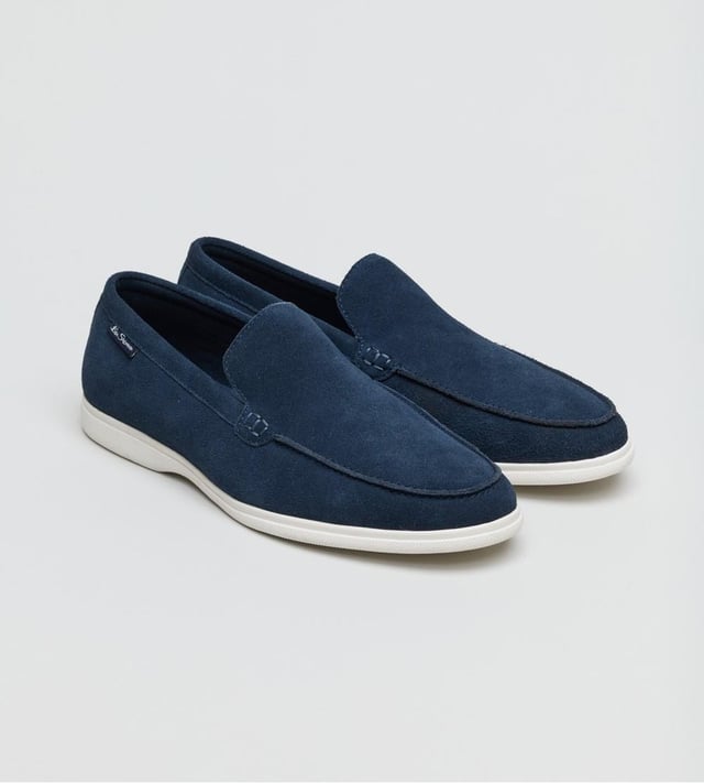 Ben Sherman Amarillo Suede Men's Navy Loafers The Ben Sherman suede summer loafer. Elevate your look with this smart casual navy slip on suede loafer. Cushioned insock and comfortable, flexible rubber sole.