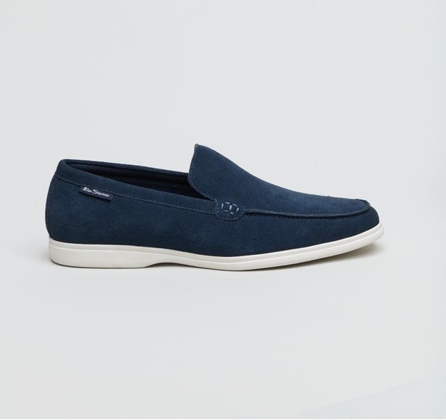 Ben Sherman Amarillo Suede Men's Navy Loafers The Ben Sherman suede summer loafer. Elevate your look with this smart casual navy slip on suede loafer. Cushioned insock and comfortable, flexible rubber sole.
