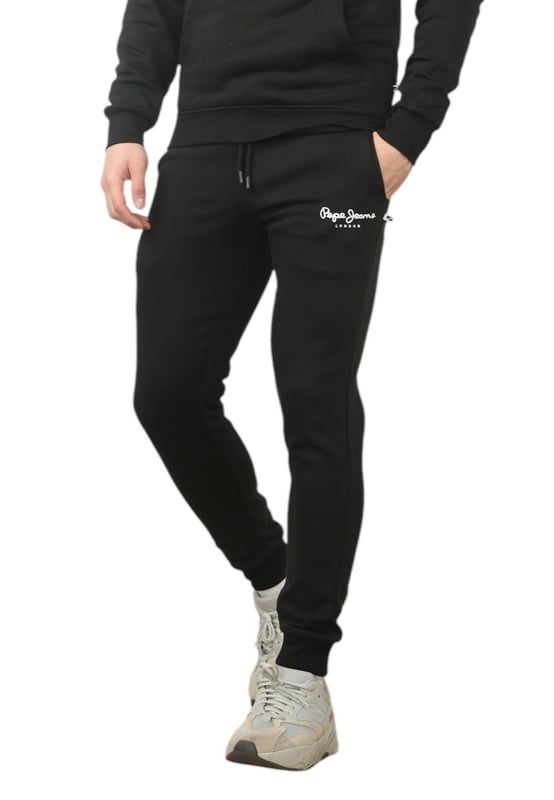 The Pepe Jeans London men's regular fit tracksuit set offers a soft and lightweight hoodie paired with matching joggers. The hoodie features ribbed details on the hood, cuffs, and hem, along with an adjustable hood and a kangaroo pocket for convenience. The joggers come with a waistband drawstring for a secure fit. Both pieces showcase the Pepe Jeans London Big logo on the chest for the hoodie and the small logo on left leg for the joggers. A decorative inner neckband with an all-over logo adds a stylish touch. Made from 100% sustainable cotton, the fabric consists of 65% cotton and 35% polyester. The set is a washable machine for easy maintenance.