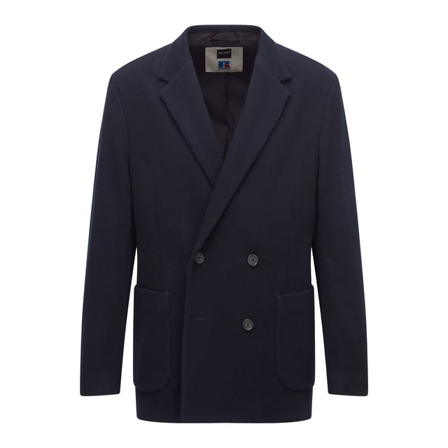 Men's BOSS x Russell Athletic Double-Breasted Jacket. Contemporary double-breasted jacket.- Cozy wool-blend fabric.- Boss x Russell co-branding details.- 45% Virgin Wool, 45% Polyacrylic, 8% Polyamide, 2% Elastane. Ref: 50463770410.