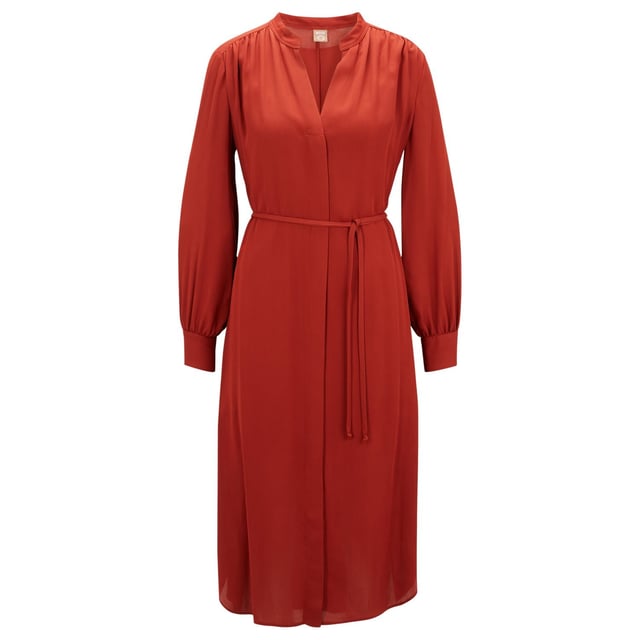 Womens Boss Dibanora6 Dress in red.- V-neck.- Long sleeves.- Button closure.- Tie waist.- Regular fit.- Ref: 50474185613