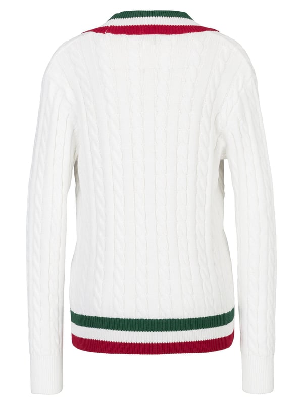 De gebreide trui *MARISA* van 19v69 ITALIA combineert een sportieve collegestijl met zacht katoen en stijlvolle details, ideaal voor een elegante casual look.