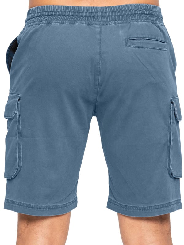 Enzo Pantalones Cortos Cargo Stretch para Hombre. Cintura Elástica con Cordón Ajustable. Diseño de 5 Bolsillos. 2 Bolsillos Laterales, 2 Bolsillos Cargo con Cierre de Velcro. Bolsillo Trasero con Ribete. Cintura Media, Corte Regular