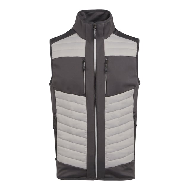90% Polyester, 10% Elastane. Fabric: Extol Stretch, Knitted. Design: Contrast Colour, Reflective Detail. 37gsm. Fabric Technology: Insulating, Showerproof, Thermal, Warmloft, Water Repellent. Access For Decoration, Bound Armholes, Chin Guard, Cut Out Label, Elasticated Arm Holes, Inner Zip Guard, Panelled. Neckline: Bound, Elasticated, Funnel Neck. Sleeve-Type: Sleeveless. Pockets: 2 Chest Pockets, 2 Front Pockets, Zip. Fastening: Full Length, Zip. Hem: Bound, Elasticated. Sustainability: Ethical Trading Initiative, GRS Certified, Made from Recycled Materials, REACH, Sustainable Materials. XS: 36 in. S: 38 in. M: 40 in. L: 42 in. XL: 44 in. XXL: 48 in. 3XL: 51 in.