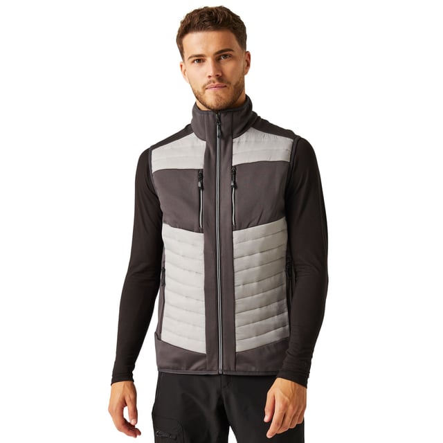 90% Polyester, 10% Elastane. Fabric: Extol Stretch, Knitted. Design: Contrast Colour, Reflective Detail. 37gsm. Fabric Technology: Insulating, Showerproof, Thermal, Warmloft, Water Repellent. Access For Decoration, Bound Armholes, Chin Guard, Cut Out Label, Elasticated Arm Holes, Inner Zip Guard, Panelled. Neckline: Bound, Elasticated, Funnel Neck. Sleeve-Type: Sleeveless. Pockets: 2 Chest Pockets, 2 Front Pockets, Zip. Fastening: Full Length, Zip. Hem: Bound, Elasticated. Sustainability: Ethical Trading Initiative, GRS Certified, Made from Recycled Materials, REACH, Sustainable Materials. XS: 36 in. S: 38 in. M: 40 in. L: 42 in. XL: 44 in. XXL: 48 in. 3XL: 51 in.
