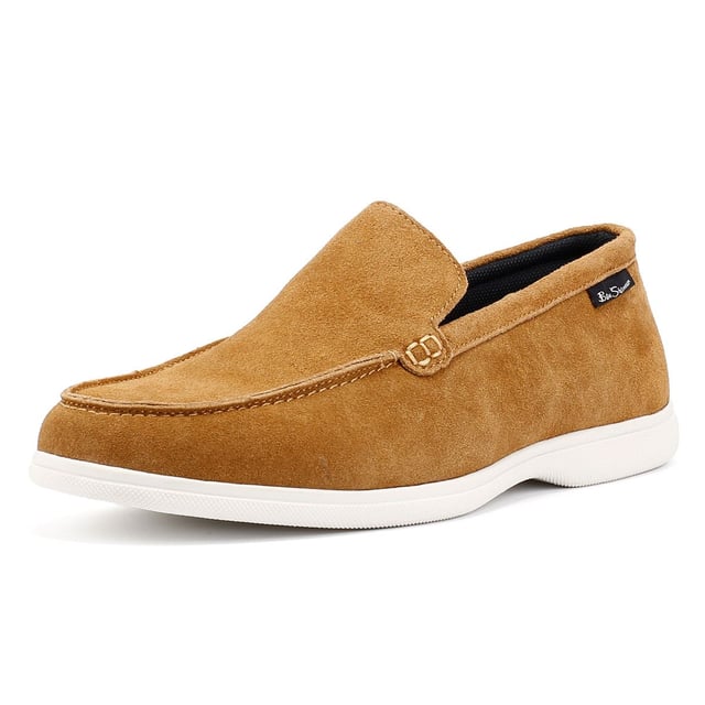 The Ben Sherman suede summer loafer. Elevate your look with this smart casual navy slip on suede loafer.  Cushioned insock and comfortable, flexible rubber sole.