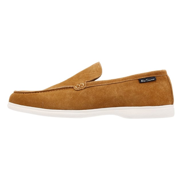 The Ben Sherman suede summer loafer. Elevate your look with this smart casual navy slip on suede loafer.  Cushioned insock and comfortable, flexible rubber sole.