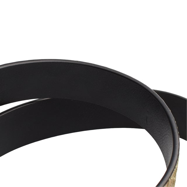 A buckle featuring Michael Michael Kors' polished Empire hardware adds a sleek touch to this reversible belt. It features a metallic snakeskin texture on one side and smooth leather on the other for versatility and style season after season.

 Details:
 - Accessory type: Reversible belt.
 - Material: Leather/metallic PVC.
 - Texture: Smooth/Snake.
 - Closure type: Classic buckle with snap closure.
 - Width: 2.5 cm.

 Size length:
 • XS = 86 cm.
 • S = 94 cm.
 • M = 102 cm.
 • L = 109 cm.
 • XL = 117 cm.
 • XXL = 124 cm.

 Each women's leather belt designed by Michael Kors is an affordable luxury with a touch of modern, unexpected, and comfortable glamour that offers a piece for every occasion.
 Composition: 51% Leather, 49% PVC
 Care:
Clean with a soft, dry cloth.
 Avoid prolonged exposure to the sun and humidity.