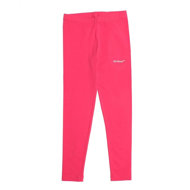 Meisjes Off White Rubberen Pijl Legging in roze - wit.- Elastische tailleband.- Rubberen pijl op achterkant.- Off-white logo in wit op zijkant.- 95% Katoen 5% Elastane.- Ref: OGCD0010013201