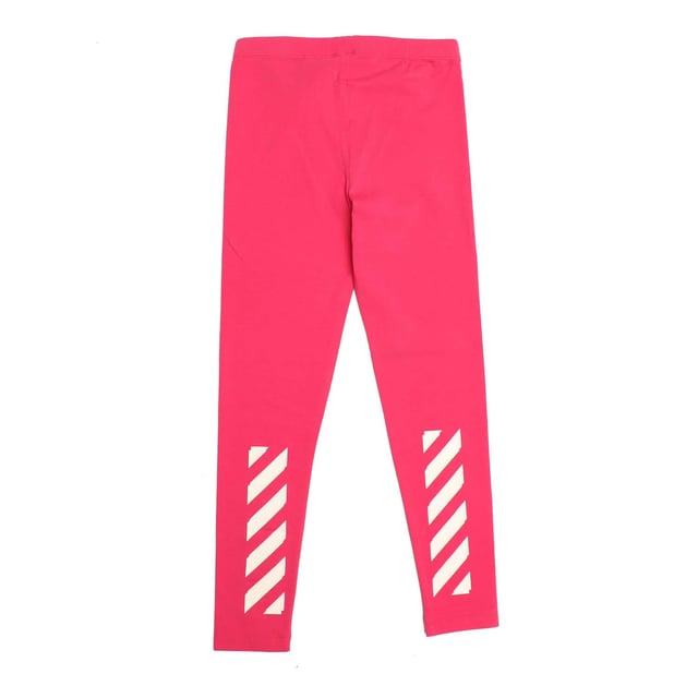 Meisjes Off White Rubberen Pijl Legging in roze - wit.- Elastische tailleband.- Rubberen pijl op achterkant.- Off-white logo in wit op zijkant.- 95% Katoen 5% Elastane.- Ref: OGCD0010013201