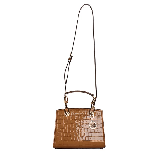 The Michael Kors Cynthia satchel, crafted from crocodile-textured leather, is the epitome of luxury and elegance. Its chain-link handles and decorative initial charm add a distinctive touch, while the adjustable strap offers versatility.

 Details:
 - Accessory Type: Satchel Bag.
 - Material: Cowhide.
 - Texture: Crocodile type.
 - Hardware: Gold tone.
 - Interior details: Back pocket with zipper and a plain front pocket.
 - Exterior details: Detachable and adjustable shoulder strap.
 - Closure: Top, magnetic snap closure.

 Each of Michael Kors' accessories collections boasts a strong identity, offering a fresh mix of timeless trends, colors, and silhouettes, combined with urban style and attitude. Each women's satchel designed by Michael Kors is an affordable luxury with a touch of modern, unexpected, and comfortable glamour, offering a piece for every occasion.
 Measures: 25 cm x 18 cm x 10.8 cm
 Composition: 100% Leather
 Care:
Clean with a soft, dry cloth.
 Avoid prolonged exposure to the sun and humidity.
 Do not apply abrasive products to the skin.
 Avoid contact with liquids and rough surfaces.