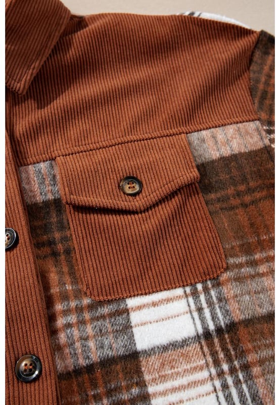 Klassisches Karodesign für zeitlose Anziehungskraft  
Luxuriöses Cordmaterial für Textur und Wärme  
Vielseitiger Hemdenstil für einen lässigen, aber trendigen Look  
Funktionale Brusttaschen für zusätzlichen Komfort