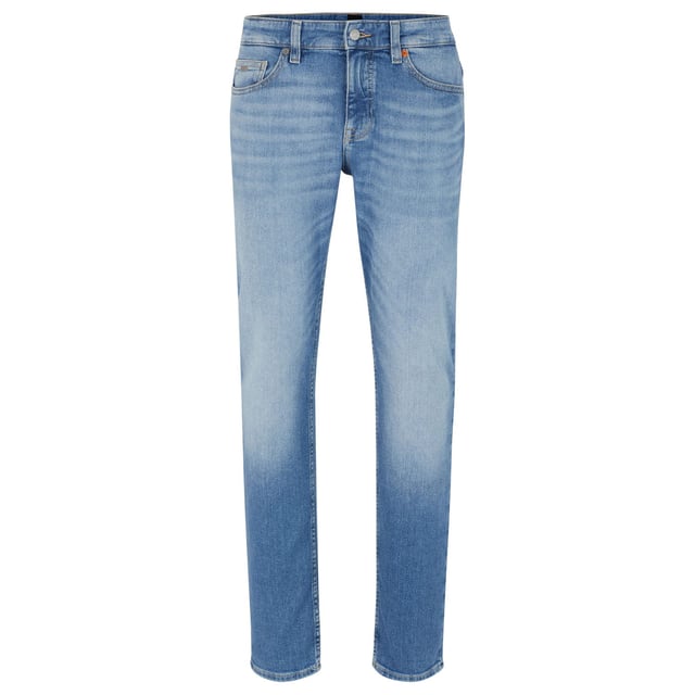 Men's Boss Delaware Jeans.- Soft handfeel due to left hand construction.- Light blue used vintage wash. Material: 99% Cotton, 1% Elastane. Ref: 50480185440.