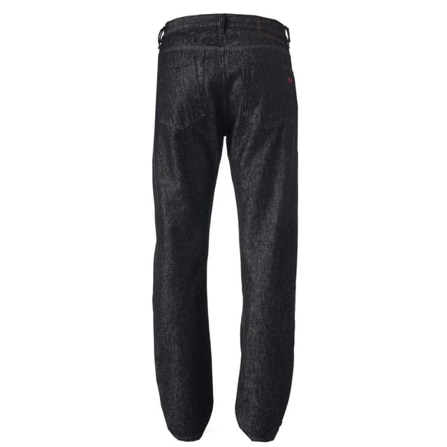 Diesel zwarte denim jeans, normale taille, taps toelopende pijpen, ritssluiting, 100% katoen, denim, grote gestikte badge, jeans met 5 zakken, Diesel zwarte jeans