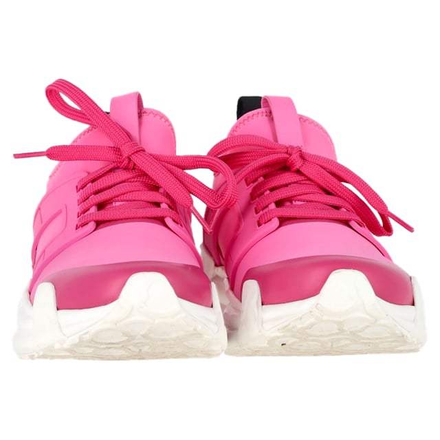 VINTAGE, RRP AS NEW
 The Moncler Lunarove Lace-Up Sneakers in Pink Neoprene bring a fresh, sporty edge to your footwear collection with their soft pink neoprene construction and sleek, contemporary design. Featuring the brand's signature logo detailing and a comfortable lace-up closure, these sneakers offer both style and functionality for everyday wear. The vibrant pink hue adds a playful pop to any outfit, making them a statement piece that stands out. Pair them with a casual oversized sweatshirt and joggers for a laid-back, fashion-forward look, or dress them up with a mini skirt for a chic, unexpected twist.

Moncler Lunarove Lace-Up Sneakers in Pink Neoprene

Condition: Very good
Signs of wear: Minor signs of wear
Packaging: Box
Color: Pink 
Material: Neoprene
Size: EU | 38
Measurements: Heel height: 500; Insole length: 320
SKU: NAPPUGBSH458840W