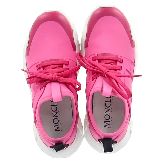 VINTAGE, RRP AS NEW
 The Moncler Lunarove Lace-Up Sneakers in Pink Neoprene bring a fresh, sporty edge to your footwear collection with their soft pink neoprene construction and sleek, contemporary design. Featuring the brand's signature logo detailing and a comfortable lace-up closure, these sneakers offer both style and functionality for everyday wear. The vibrant pink hue adds a playful pop to any outfit, making them a statement piece that stands out. Pair them with a casual oversized sweatshirt and joggers for a laid-back, fashion-forward look, or dress them up with a mini skirt for a chic, unexpected twist.

Moncler Lunarove Lace-Up Sneakers in Pink Neoprene

Condition: Very good
Signs of wear: Minor signs of wear
Packaging: Box
Color: Pink 
Material: Neoprene
Size: EU | 38
Measurements: Heel height: 500; Insole length: 320
SKU: NAPPUGBSH458840W