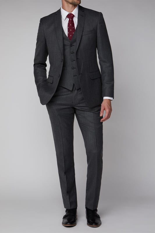 Texture Tailored Suit Jacket by Racing Green. This textured suit by Racing Green is a stylish wool blend suit for any occasion.  With notch lapels, a two button fastening and a tailored fit, this men's suit jacket and trousers makes up the perfect wardrobe for any occasion, inspired by a true best of British profile. Ideal for a man on the go, the Racing Green collection is based upon performance. Durability, stylish cuts and a fine, tailored fit make the name a legend in contemporary, subtle suits that are ideal to make an impression - inspired by classic best of British menswear for a heritage profile.
