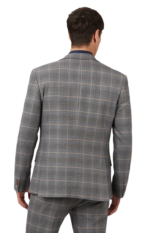 Check Jacket by Antique Rogue. Single breasted two button front slim fit jacket with a notch lapel and three button cuff. Style with matching trouser and waistcoat.
