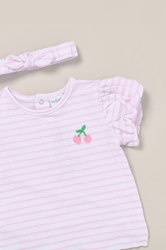 Printed T-Shirt, Leggings and Headband Outfit Set This 3-piece set from Lily and Jack includes a printed tee, matching comfy leggings, and a coordinating headband—perfect for easy dressing on sunny days. Stylish and comfortable, this set keeps your little one cool and cute while offering the perfect combination of comfort and style.