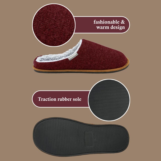 Dunlop - Men’s Plush Lined Mule Slippers With Memory Foam: Introducing Dunlop Men’s Plush Lined Slippers. A perfect blend of style, comfort, and durability. These men's slippers feature a classic warm fleece interior lining, providing a luxuriously soft feel. The memory foam padding ensures an exceptionally comfortable experience, creating a soft and supportive buffer between your feet and the floor. The cushioned insole provides an extra layer of comfort, making these slippers supremely soft for your relaxation. Designed with a hard-wearing traction rubber sole, these slippers offer increased comfort and protection. . Originating as a tyre manufacturer, Dunlop began its association with indoor footwear in the 1960s when its Lancashire based factory began producing high quality slippers with rubber soles, utilising the smart technology originally designed for their pioneering tyres. The Dunlop brand has an enviable reputation which extends to its slipper and casual footwear range. . Made from 100% Textile Upper with a rubber sole, there are 6 colours: Black, Navy, Dark Grey, Light Grey, Burgundy & Khaki. The slippers are available in sizes 7-12 UK. They are hand wash or a low temperature machine wash. Extra Product Details: Dunlop Men’s Mule Slippers Plush Fluffy Lining Memory Foam Padding Hard Traction Rubber Sole Soft & Comfortable Dunlop Branded Available From Sizes 7-11 UK