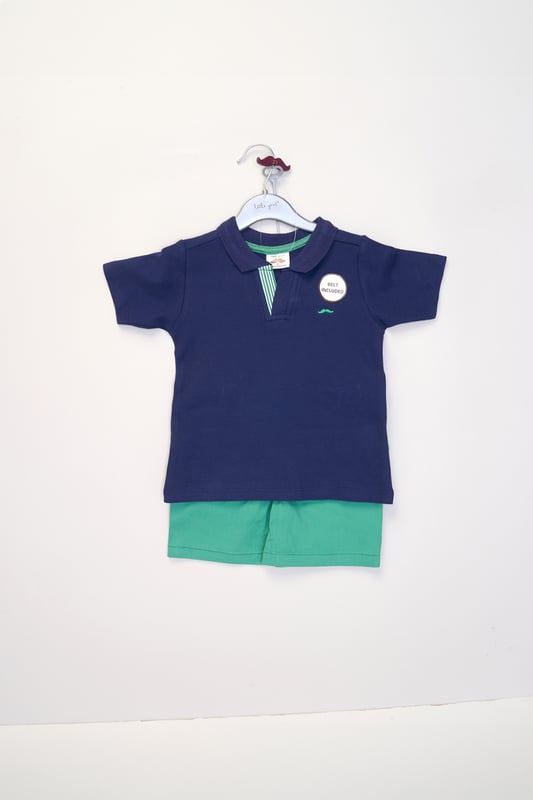 Polo Shirt and Belted Shorts Outfit Set Get your little one ready for summer fun with this cool polo shirt and belted shorts set from Little Gent! Perfect for holidays and sunny adventures, this outfit is comfy, easy to wear, and super stylish. Whether it's a day at the beach or a laid back event, it’s made for comfort and fun!