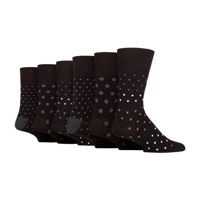Gentle Grip  NON ELASTIC Bamboo Socks: If comfort is your sole goal when searching for a pair of socks, then consider these pair of Gentle Grip  NON ELASTIC bamboo socks to be the one of the best. Bamboo is credited as the modern ‘super fibre’, Gentle Grip is an esteemed sock brand focusing solely on comfort and a  NON ELASTIC technique is highly recommended to reduce pressure in the foot… everything seems to be right about this sock. Why Bamboo is great: Bamboo is commonly known to be an awesome material. Here are 3 reasons why bamboo is the best. Moisture wicking – Bamboo fibres naturally control temperatures, so a brilliant fibre knitted into socks. Antibacterial – Bamboo draws away the moisture meaning no room for it manoeuvre, therefore preventing potential foot infections. Super soft – Bamboo is considered a luxury fibre when keeping feet soft and comfortable. Gentle Grip – Non Elastic Honeycomb Top: Combining a natural bamboo blend and  NON ELASTIC honeycomb top gentle grip socks into one package could be the perfect pair of socks for your feet if comfort is your main goal. Extra Product Details: * 6 pair pack, Bamboo socks,  NON ELASTIC, Honeycomb top, Strengthened heel and toe, 5 designs to choose between, 77% Viscose Bamboo 17% Polyester and 1% elastane, Size 6-11 uk, 39-45 eur, 7-12 us, Machine washable