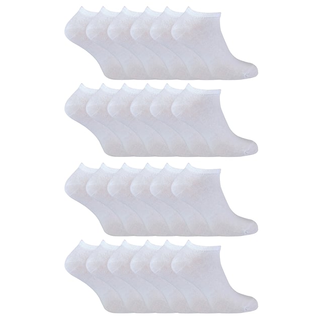 Mens Sock Snob Cotton Trainer Socks Bulk Value Deal - 24 Pairs: Looking for the ultimate bulk value deal on trainer socks? Look no further! Introducing our Mens Sock Snob Cotton Trainer Socks Bulk Value Pack, offering you an incredible 24 pairs of high-quality socks at an unbeatable price. These trainer socks are crafted with durability and comfort in mind. Made from a premium blend of 75% cotton, they provide a soft and luxurious feel for your feet, whether you're wearing them casually or during intense athletic activities. The high cotton content also ensures breathability, allowing your feet to stay cool and dry even in warmer weather. Designed with your comfort in mind, these ankle-length socks feature a smooth toe seam to reduce irritability, making them perfect for running or playing sports. The knitted construction enhances overall comfort, ensuring a snug fit that stays in place throughout the XXXday. Available in three classic colors - black, grey, and white - these cotton trainer socks are versatile and stylish. Choose from two sizes: 6-11 UK 7-12 US 39-45 EU and 12-14 UK 13-15 US 46-50 EU, ensuring the perfect fit for everyone. And don't worry about maintenance - these socks are machine washable for your convenience. Extra Product Details:: - Mens Cotton Trainer Socks - Sock Snob Bulk Value Pack - 24 Pairs - Premium Soft Cotton - Moisture-Wicking Technology - Breathable and Comfortable - Available in Black, Grey, and White - Two Sizes: 6-11 UK 7-12 US 39-45 EU and 12-14 UK 13-15 US 46-50 EU - Machine Washable