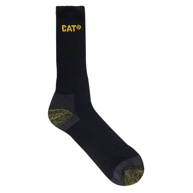 CAT - Paquete de 4 Calcetines de Trabajo Premium para Hombre: Los calcetines CAT Work Premium son una mezcla revolucionaria de confort, protección y durabilidad diseñados para redefinir su experiencia en el trabajo diario. Estos calcetines son un testimonio de calidad sin concesiones, diseñados para satisfacer las rigurosas exigencias de las actividades extenuantes y atender a las personas que confían en el apoyo inquebrantable de sus pies. Aumente su comodidad con un diseño vanguardista que incorpora un acolchado estratégico en las zonas del talón y la puntera. La precisión se une a la perfección con puntos de alineación meticulosamente colocados en la puntera y el talón, que garantizan un posicionamiento correcto y evitan que el exceso de tejido cause irritaciones durante un uso prolongado. Diseñados para ser prácticos, estos calcetines están disponibles en 3 colores: Negro, Azul Marino y Carbón y están disponibles en 3 tallas: 6-9 UK, 9-11 UK & 12-14 UK. Están fabricados con un 73% de algodón, un 26% de poliéster y un 1% de elastano, y se pueden lavar a máquina a 40 ºC. Detalles adicionales del producto: Paquete de 4 calcetines de trabajo CAT de primera calidad Fibras de algodón peinado resistentes y duraderas 3 opciones de color Tejido suave y duradero Talón y puntera acolchados Ideal para botas con puntera de acero 73% Algodón, 26% Poliéster, 1% Elastano Lavables a máquina