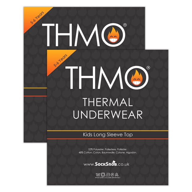 THMO - 2 Pack Multipack Kids Long Sleeved Thermal Top: Keep your child warm and comfortable with the THMO Kids Long Sleeved Thermal Top. Perfect for both outdoor activities and lounging at home, this set offers warmth without overheating. Made from soft, breathable, and lightweight fabric, it ensures insulation while keeping your little one cosy. The long-sleeved thermal top offers a comfortable fit, allowing easy movement whether worn alone or layered under other clothes. The thermal top is designed to keep your child at the perfect temperature, whether they’re playing outdoors, hiking, skiing, or relaxing indoors. Available in classic Black and White, it’s easy to match with any outerwear for versatile styling. Available in five sizes: 3-4 Years, 5-6 Years, 7-8 Years, 9-11 Years, and 12-13 Years, the set fits various body types. The multipack offers great value with two long-sleeved thermal tops in each pack. Extra Product Details: Material: Soft breathable fabric Sizes: 3-4 Years, 5-6 Years, 7-8 Years, 9-11 Years, 12-13 Years Colours: Black, White Includes: 2 x Thermal tops Machine washable. Perfect for keeping your child warm and comfortable, whether indoors or outdoors, during colder weather.