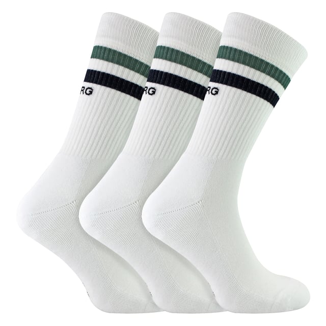 Core Crew Socks 3-Pack - Essential Everyday Comfort: Elevate your daily essentials with the Björn Borg Core Crew Socks 3-Pack, designed for ultimate comfort and durability. These socks are made from a soft cotton blend with added stretch for a snug fit. Featuring a classic crew length and the iconic Björn Borg logo on the ribbed cuffs, these socks are perfect for everyday wear, providing both style and support. Extra Product Details:. 85% Cotton 13% Polyamide 2% Elastane Crew Length Ribbed Cuffs Iconic Björn Borg Logo Machine Washable. These socks are a must-have for anyone seeking comfort and style in their daily wardrobe