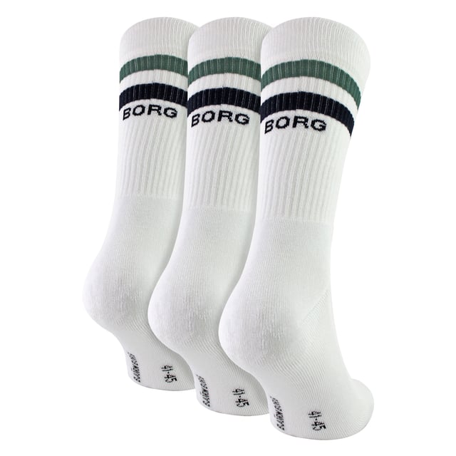 Core Crew Socks 3-Pack - Essential Everyday Comfort: Elevate your daily essentials with the Björn Borg Core Crew Socks 3-Pack, designed for ultimate comfort and durability. These socks are made from a soft cotton blend with added stretch for a snug fit. Featuring a classic crew length and the iconic Björn Borg logo on the ribbed cuffs, these socks are perfect for everyday wear, providing both style and support. Extra Product Details:. 85% Cotton 13% Polyamide 2% Elastane Crew Length Ribbed Cuffs Iconic Björn Borg Logo Machine Washable. These socks are a must-have for anyone seeking comfort and style in their daily wardrobe