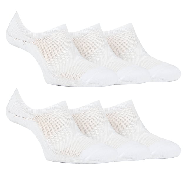 Jeep Ladies 6 Pack Bamboo No Show Socks: Introducing the Ladies' Jeep Bamboo No Show Socks - a triple pack of comfort, style, and functionality. Crafted from a luxurious blend of 83% Viscose from Bamboo, 14% Polyester, and 3% Elastane, these socks offer an exceptional softness and breathability. The low ankle cut ensures a near-invisible look with various shoe styles and trainers. Enjoy the benefits of arch support and non-slip heel grips, providing a secure and comfortable fit throughout the day. The socks feature standard toe seams and low, slim cuffs for a sleek appearance. With a breathable mesh upper, damp, warm air easily escapes, leaving your feet cool and fresh. These bamboo socks are not only absorbent but also draw moisture away from your skin, keeping it dry and comfortable. Bamboo's natural properties regulate temperature, making these socks ideal for any season. They are machine washable at 40° for easy care. The socks come in a pack of three, featuring plain uppers with mixed color Jeep logos woven into the soles. The soles are padded with protective, heavyweight terry loop cushioning, offering optimal comfort and impact absorption during everyday activities. Experience the versatility and convenience of the Ladies' Jeep Bamboo No Show Socks - perfect for daily wear, sports activities, or casual outings. Treat your feet to the best with these lightweight, cool, and soft bamboo socks!. Extra Product Details: Luxurious bamboo blend - 83% Viscose from Bamboo, 14% Polyester, 3% Elastane. Soft and breathable - keeps feet cool and fresh. Arch support and non-slip heel grips for a secure fit. Sleek low ankle cut, near-invisible with various shoe styles. Moisture-wicking and absorbent for dry, comfortable feet. Temperature-regulating, suitable for all seasons. Padded soles with terry loop cushioning for comfort and impact absorption. Versatile and convenient for daily wear, sports, or casual outings.