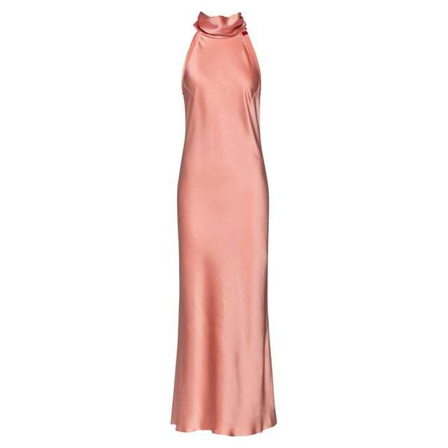 Adorable dress in Midi length. With scarf detail on the neck and fabric covered buttons.