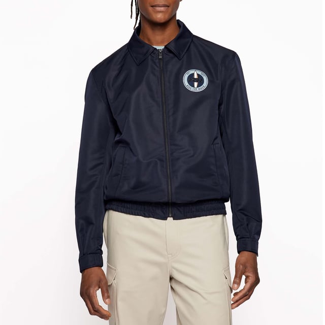 lightweight Outerwear - detachable Hood - responsible style with recycled plastic Seaqual - embroidery on chest
