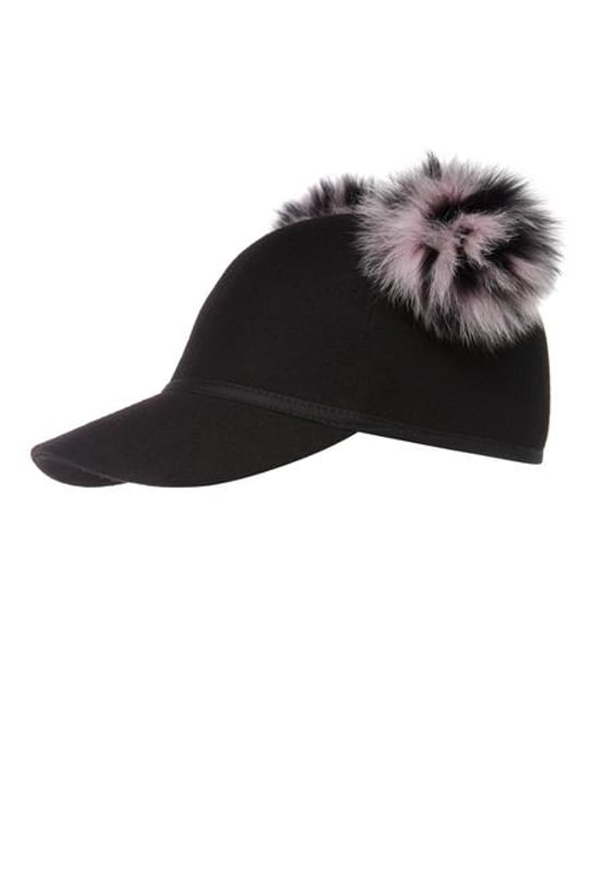 Charlotte Simone 100% cashmere hat with fox fur pompoms. Black and cream. Charlotte simone charlotte simone - Gem main image 2