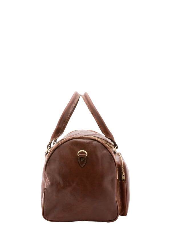 Alessia Firenze Reisetasche Unisex Unisex-Reisetasche mit Reißverschluss. eine mit Reißverschluss-Innentaschen. eine Fronttasche mit Reißverschluss und zwei seitliche Außentaschen mit Reißverschluss. verstellbarer und abnehmbarer Schultergurt aus Leder. im Ledergriff. ein Innenfach. Außenmaterial. Innen mit Baumwolle gefüttert. Maße: 52x37x29 cm. Hergestellt in Italien