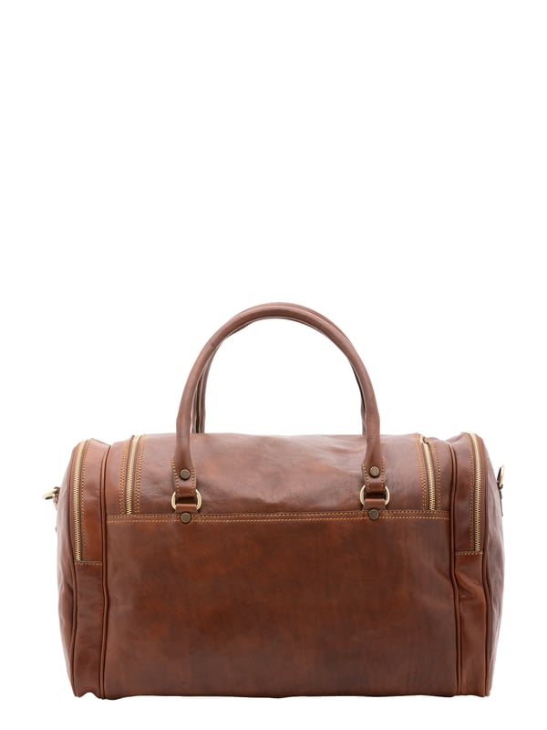 Alessia Firenze Reisetasche Unisex Unisex-Reisetasche mit Reißverschluss. eine mit Reißverschluss-Innentaschen. eine Fronttasche mit Reißverschluss und zwei seitliche Außentaschen mit Reißverschluss. verstellbarer und abnehmbarer Schultergurt aus Leder. im Ledergriff. ein Innenfach. Außenmaterial. Innen mit Baumwolle gefüttert. Maße: 52x37x29 cm. Hergestellt in Italien